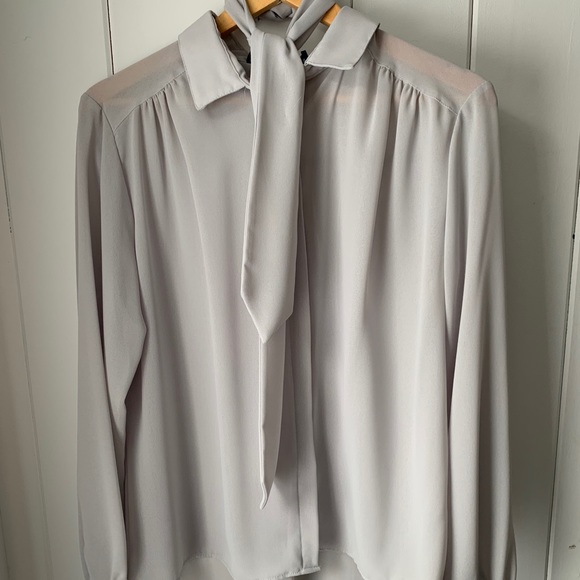 Gray blouse with neck tie - Picture 1 of 1